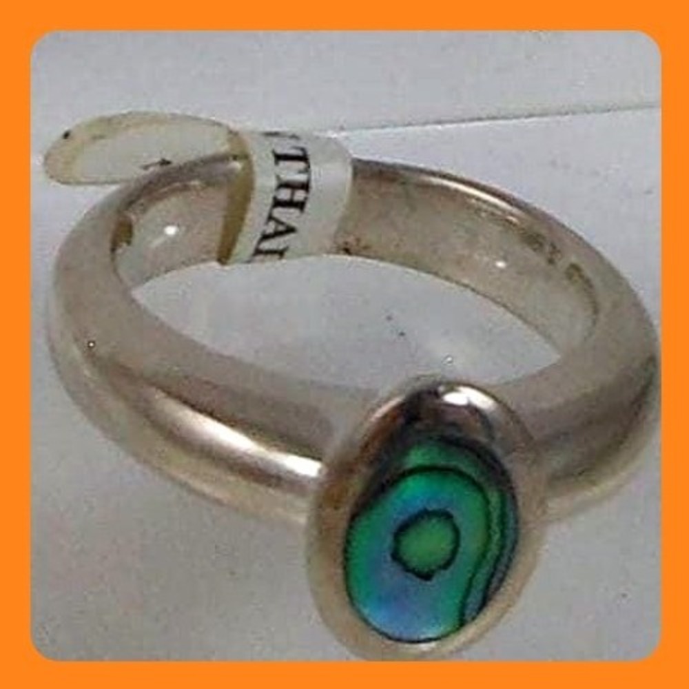 Vintage 925 Sterling Silver Abalone Shell Ring Handcrafted Thailand Size 7 NOS